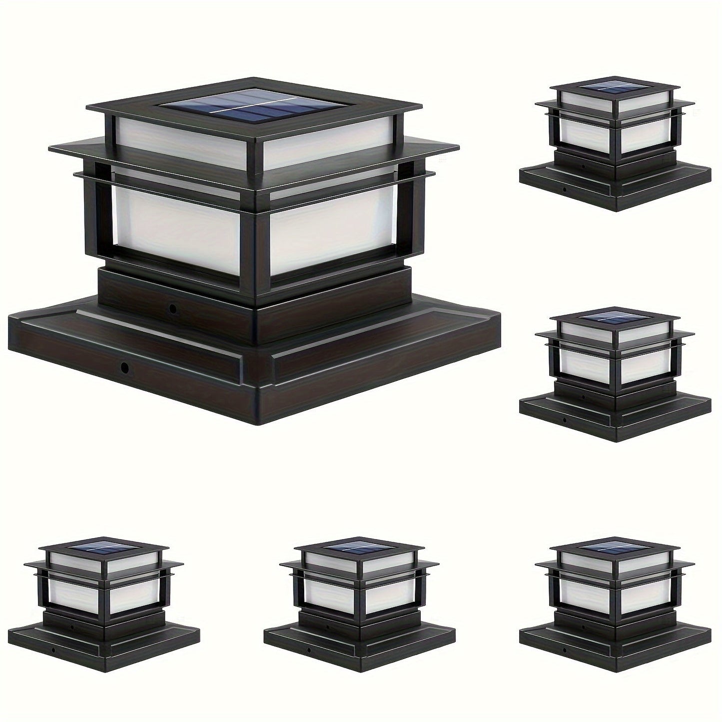 Solar Post Cap Lights 6 Pack Outdoor – Bright LED Solar Powered Fence Post Lights, Waterproof Auto On/Off, for Deck, Porch, Patio, Garden, Stair & Yard Decoration