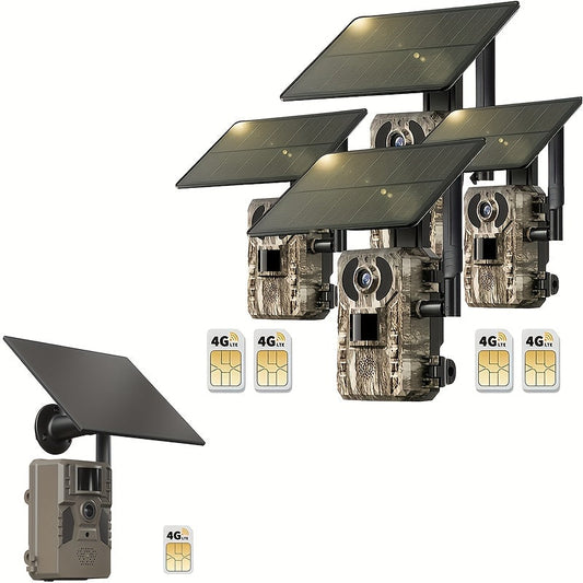 4G Trail Camera No WiFi Required 2K 1440P Solar Powered – Built-in SIM Card, 75ft Night Vision, 0.2s Trigger, 7800mAh Battery, Wireless Outdoor Hunting & Security Camera for Remote Areas