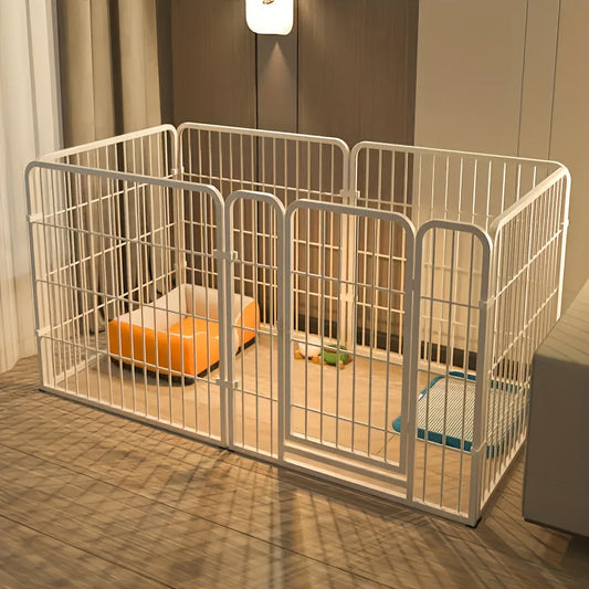 Stainless Steel Indoor Dog Enclosure – Multi-Functional Pet Pen with Resting, Play & Potty Training Zones for Small & Medium Dogs, Pre-Assembled Easy Setup, Black or White
