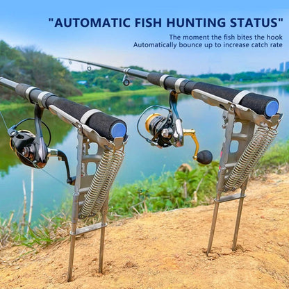 Stainless Steel Fishing Rod Holder with 360° Rotation – Rust-Proof Spring Clamp Ground Stand, No Assembly Required, High Sensitivity Bank Fishing Rod Bracket for All Rod Sizes, 35x17cm