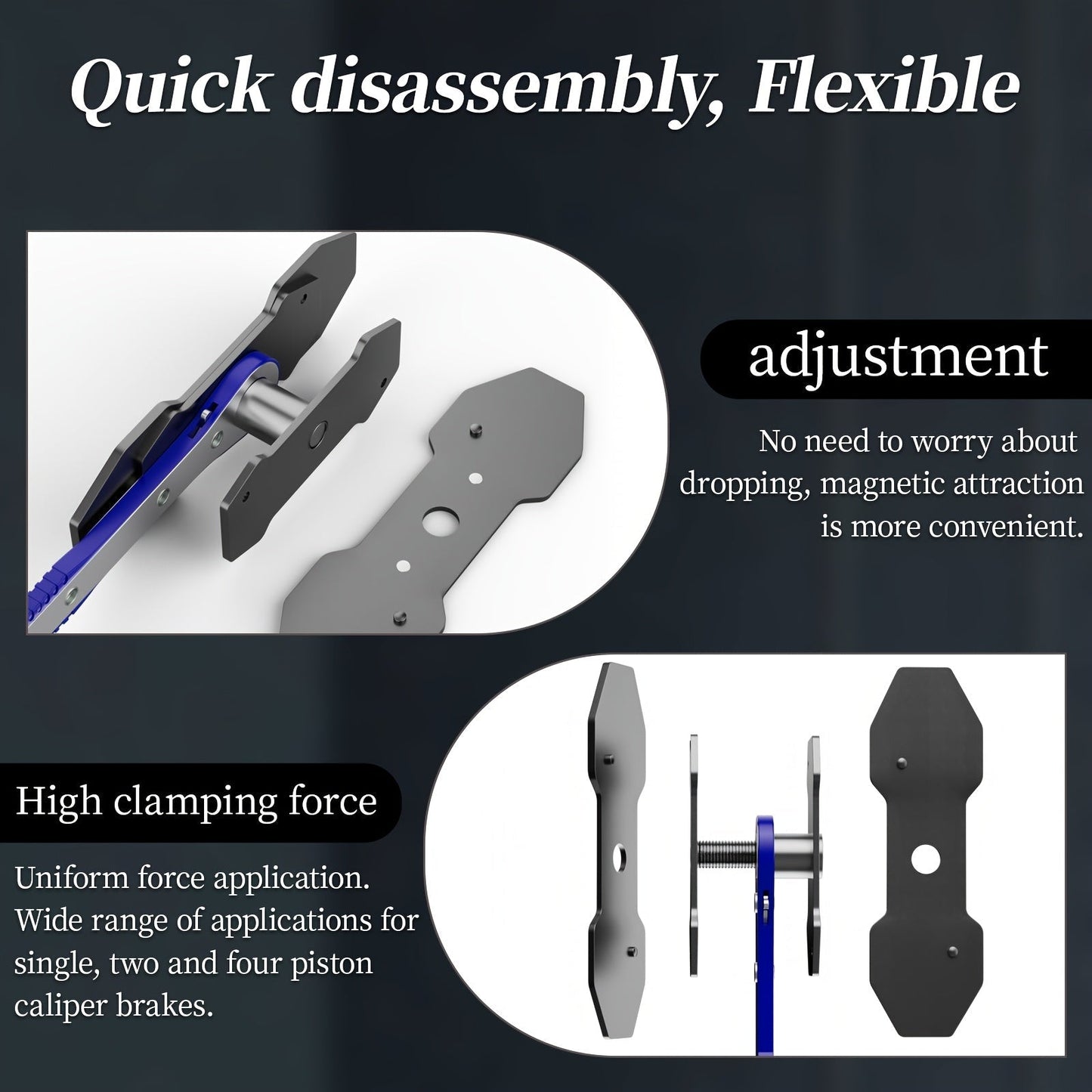Brake Caliper Press Tool with 360° Swing Ratchet – Piston Spreader Pad & Hand Wrench Expander for Single, Twin & Quad Piston Disc Brake Calipers, Alloy Steel, Universal Fit for Cars & Trucks