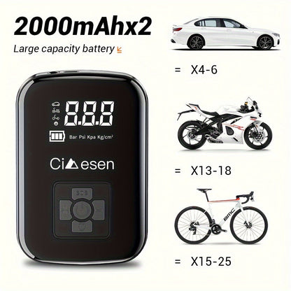 Portable Tire Inflator 100W Cordless Air Pump 4000mAh Battery 30-Second Inflation 5 Modes Digital PSI Display Type-C Charging LED Light Multi-Nozzle for Car Motorcycle Bicycle Ball