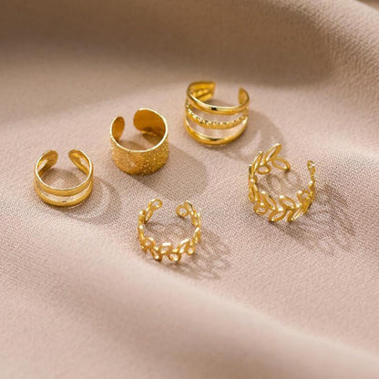 5-Pack Non-Piercing Ear Cuffs for Women Hypoallergenic Clip-On Cartilage Earrings Silver & Gold Stackable No Hole Needed