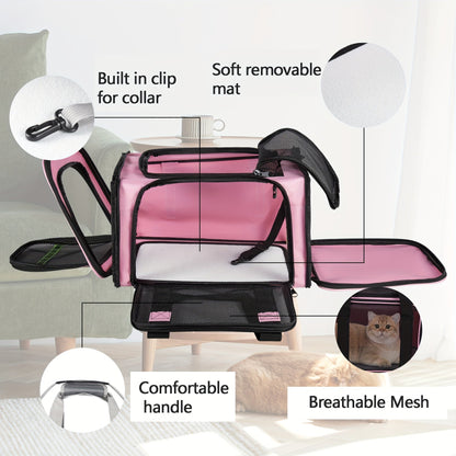 Airline Approved Pet Carrier Soft Sided – TSA Approved Collapsible Travel Bag for Small Dogs, Cats & Kittens Under 15 lbs, Fits Under Airplane Seat