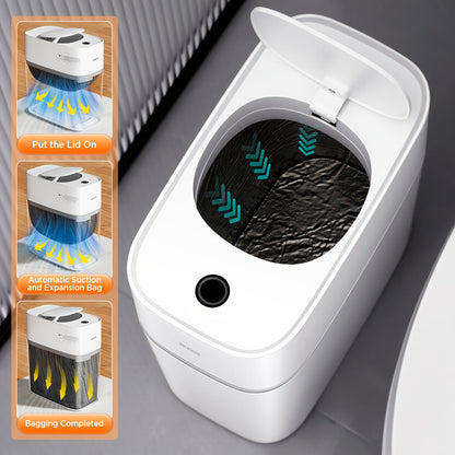 Automatic Smart Trash Can 3.8 Gallon / 14L – Touchless Motion Sensor, Wind Adsorption Auto-Expand Bags, Slim Odor-Seal Design for Bathroom, Kitchen, Office & Bedroom – 1 or 2 Pack