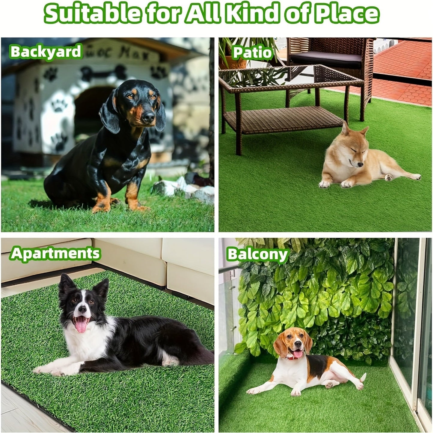 Artificial Grass Dog Potty Pad – Reusable Pee Pad for Dogs Indoor & Outdoor Potty Training, Soft Drainage Turf Mat for Puppies, Small & Large Dogs, Multiple Sizes Available