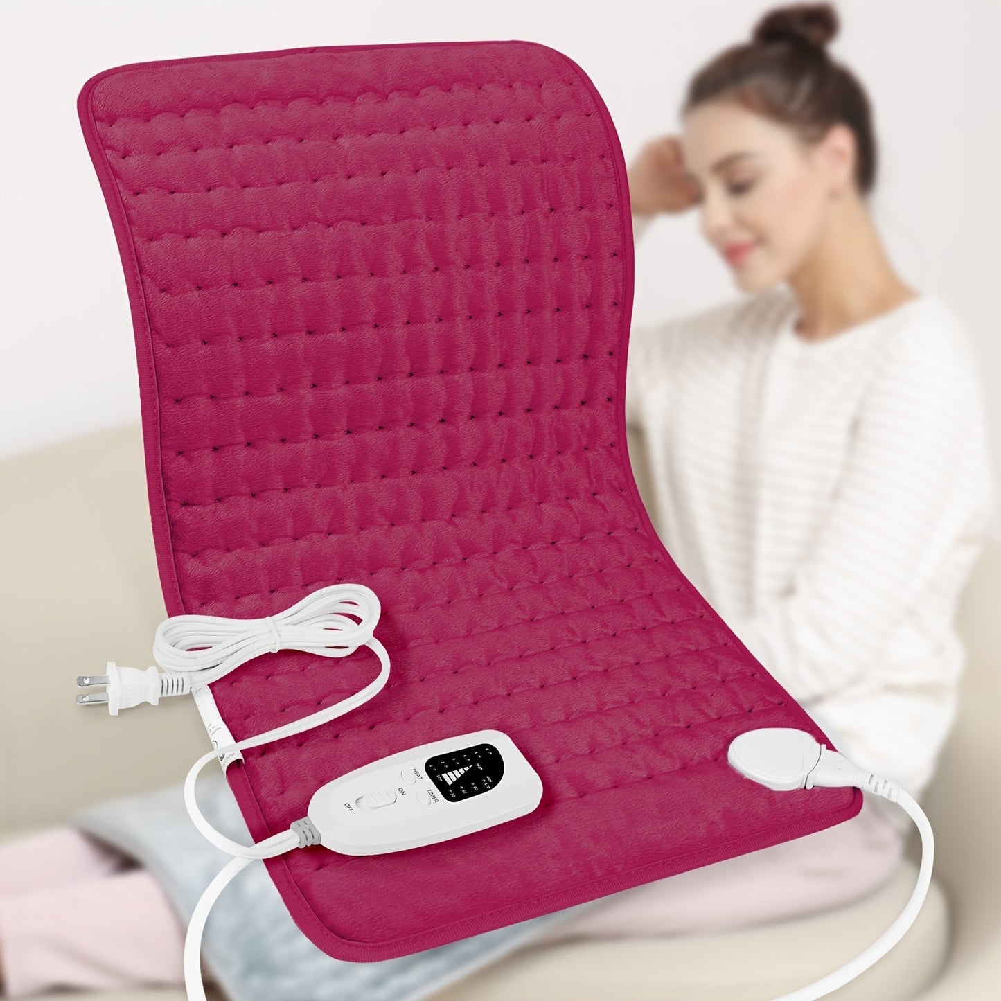 Extra Large Heating Pad 24"x12" for Back Neck Shoulders – 6 Heat Settings Auto Shut-Off Wet Dry Washable Flannel Electric Heating Pad Gift