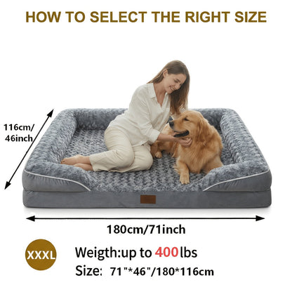 Orthopedic Dog Bed Extra Large Washable – C-Shape Memory Foam Sofa with Removable Cover, Nonskid Bottom & Bolster Support for Large & Giant Dogs, Grey