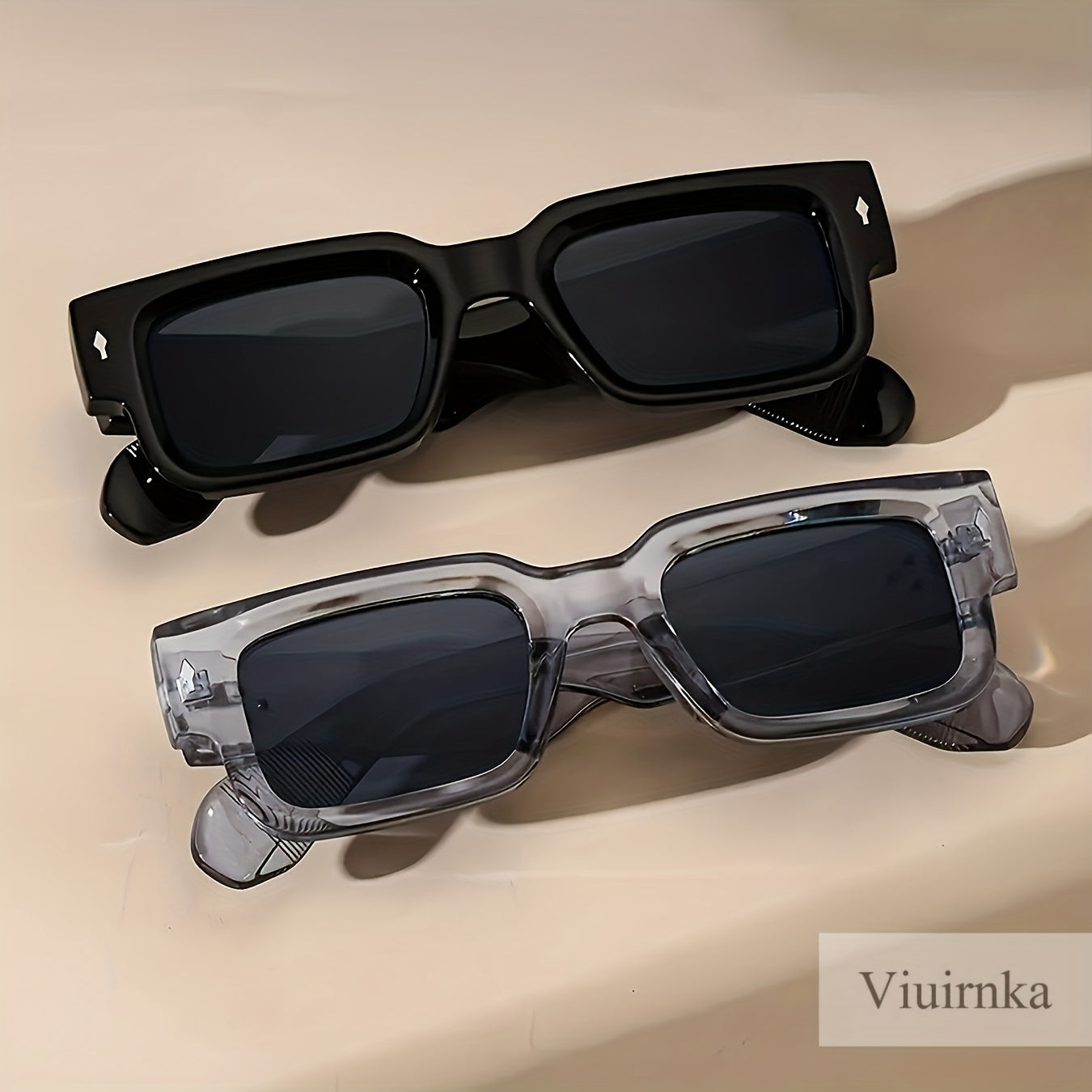Chunky Square Retro Fashion Glasses 2-Pack - Bold Thick Frame UV400 Eyewear for Men Women, Nightlife Parties, Raves, Festivals, Halloween Costumes & Everyday Statement Look