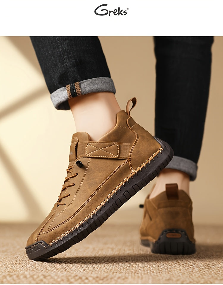 Men's Slip-On Ankle Boots Lightweight Mid-Top Loafers Cushioned Sole Non-Slip for Walking Driving Casual Office Semi-Formal Spring Fall EU 34.5-48