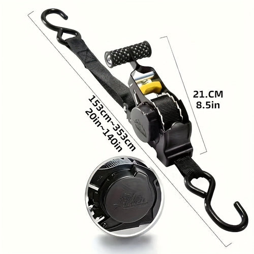 Heavy Duty Auto Self-Retracting Ratchet Tie Down Straps 2-Pack – 10 Ft Cargo Straps for Truck, Trailer, Motorcycle & Moving, Independence Day & Men’s Gift