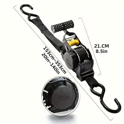 Heavy Duty Auto Self-Retracting Ratchet Tie Down Straps 2-Pack – 10 Ft Cargo Straps for Truck, Trailer, Motorcycle & Moving, Independence Day & Men’s Gift