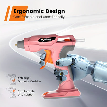 Cordless Hot Glue Gun USB Rechargeable with 25 Glue Sticks – 20 Second Fast Heating Anti-Drip Safety Design for DIY Crafts Home Repair Plush Toy Repair and Handmade Projects – Pink Grey Blue