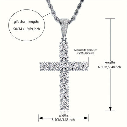 925 Sterling Silver Platinum-Plated Cross Pendant Necklace for Men – Hypoallergenic Hip Hop Luxury Style, Perfect Gift for Him, Banquets, Parties & Special Occasions