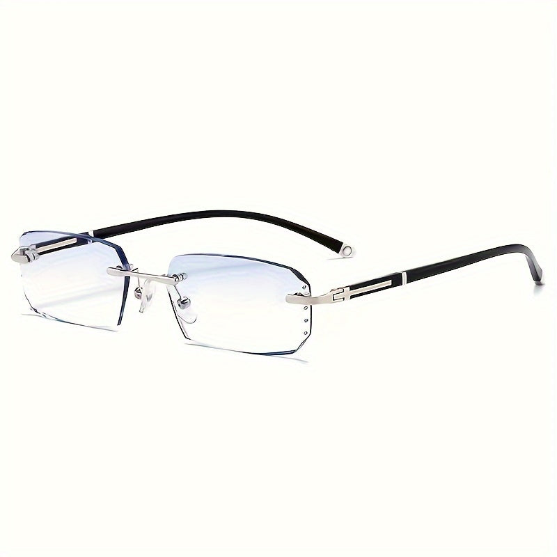 Men's Frameless Anti Blue Light Glasses – Retro TR90 Rimless Design with Rhinestone Decoration, Business & Daily Wear Eyewear for Him, Elegant Gift for Valentine's Day, Graduation & Colleagues