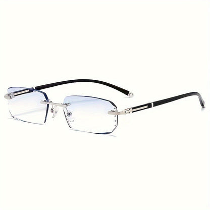 Men's Frameless Anti Blue Light Glasses – Retro TR90 Rimless Design with Rhinestone Decoration, Business & Daily Wear Eyewear for Him, Elegant Gift for Valentine's Day, Graduation & Colleagues