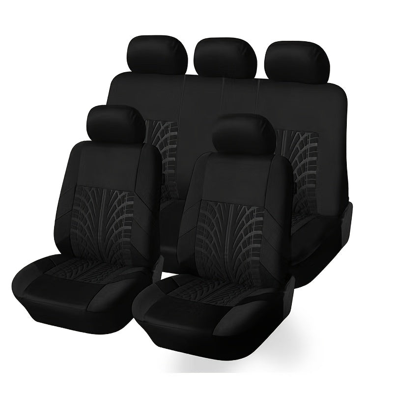 Full Enclosure 5-Seat Car Seat Covers with Tire Track Design – Universal Fit for Most Cars & SUVs, Breathable Fabric, Front & Rear Seat Protection, Stylish Auto Interior Accessories in Multiple Colors