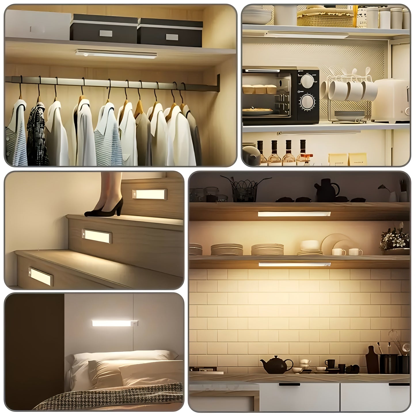 LED Motion Sensor Under Cabinet Light – Wireless USB-C Rechargeable Closet Light, 3 Color Temps & Dimmable, Magnetic Mount, Motion Activated Night Light for Kitchen Cabinet Closet Drawer (1/2/4 Pack)