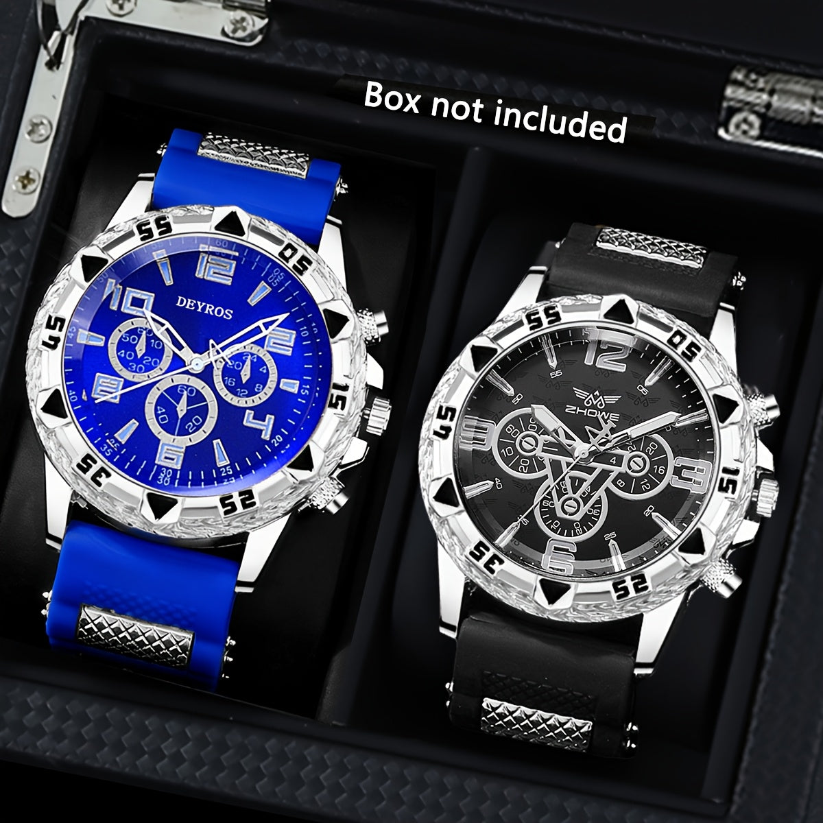 2-Pack Men's Large Dial Silicone Strap Quartz Watch Set Sports Business Casual Wristwatch Round Dial 5 Color Combos Gift for Him