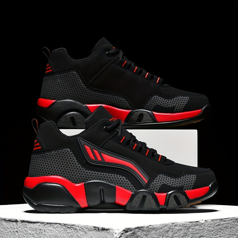 Men's Lace-Up Sneakers – Thick Cushioned Platform Walking Shoes, Non-Slip Rubber Sole, Low-Top Design, Black White Orange, All-Season Casual & Dress Footwear for Everyday, Office, Formal Events | Velora