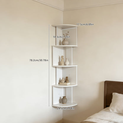 5-Tier Corner Wall Shelf Organizer – Floating Tiered Bookshelf & Storage Shelf for Living Room, Bedroom & Kitchen, Space-Saving Corner Divider, 5 Style Options