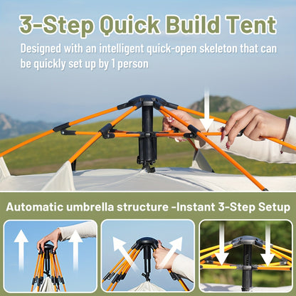 Automatic Instant Setup Camping Tent 1-4 Person All-Season Windproof Lightweight Tent with Dual Doors & Mesh Windows for Camping Hiking Travel – Durable Portable Outdoor Shelter