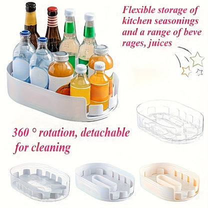 Rotating Kitchen Storage Tray Organizer – Clear Plastic Multi-Compartment Lazy Susan for Cabinet, Refrigerator & Countertop – Detachable Space-Saving Rotating Shelf for Pantry & Kitchen Organization