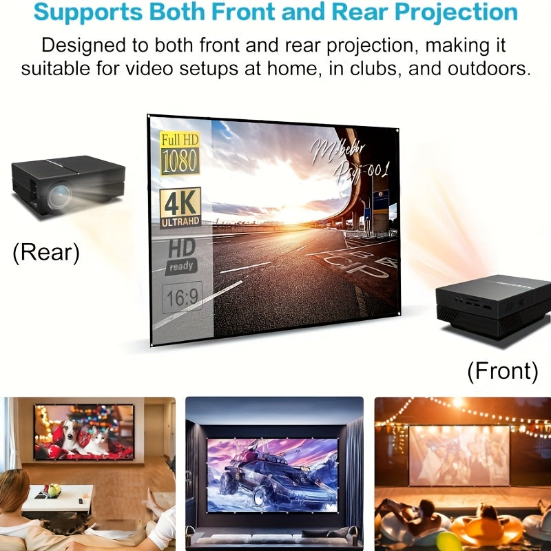 100-Inch Portable Projector Screen 4K HD 16:9 – Foldable Wrinkle-Free Outdoor & Indoor Movie Screen, 160° Wide View Dual-Sided Projection for Home Theater, Camping, Party & Presentations