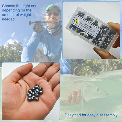 120pcs Split Shot Fishing Sinkers Round Removable Fishing Weights in 5 Sizes, Premium Assorted Sinker Set for Freshwater Saltwater Bass Trout Catfish Fishing - Tackle Box Essential