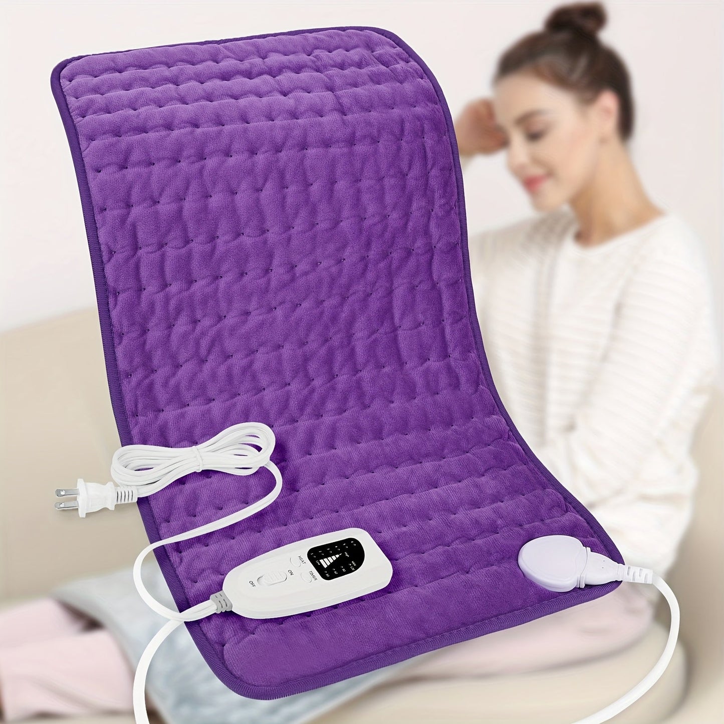 Extra Large Heating Pad 24"x12" for Back Neck Shoulders – 6 Heat Settings Auto Shut-Off Wet Dry Washable Flannel Electric Heating Pad Gift