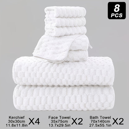 Waffle Weave Bath Towels 4-Pack & 8-Pack Ultra-Soft Quick-Dry Microfiber – Super Absorbent 281g/m² 80/20 Polyamide Spa Gym Travel Towels, Lint-Free Antimicrobial, Multiple Colors