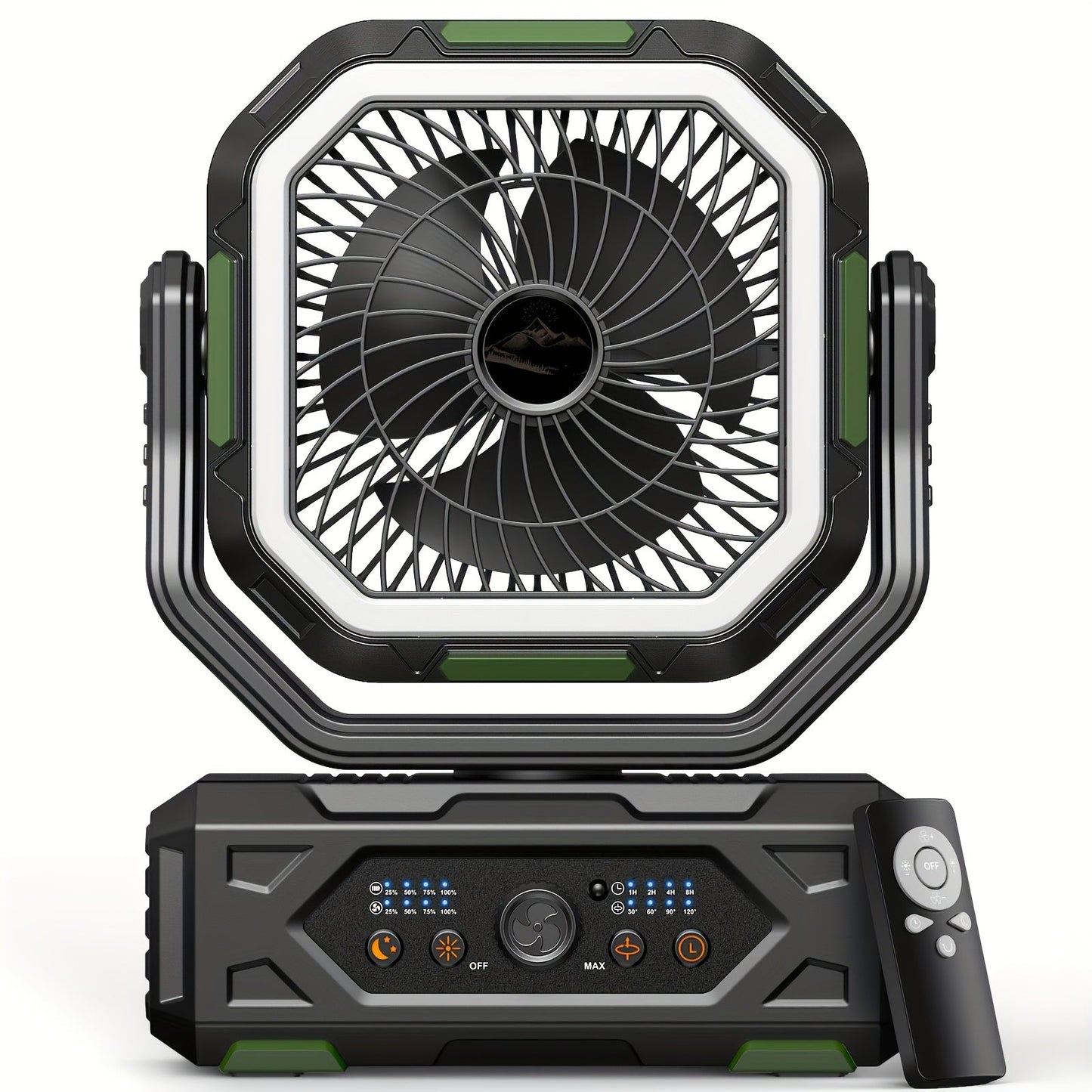 20000mAh Portable Camping Fan with Remote & Oscillation – Rechargeable 4-Speed Quiet Fan with LED Lantern, 45°/90° Oscillation, Timer & Hook for Tent, Car, RV, Bedroom & Emergency Cooling, 12-138Hr Runtime