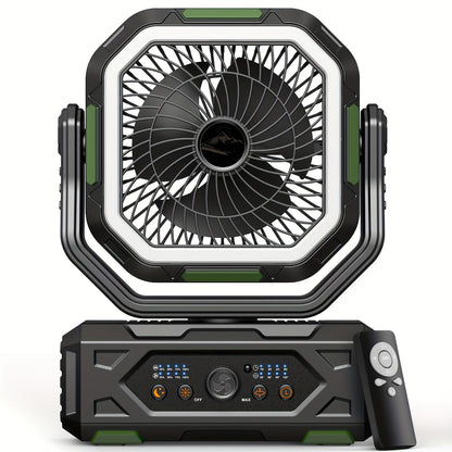20000mAh Portable Camping Fan with Remote & Oscillation – Rechargeable 4-Speed Quiet Fan with LED Lantern, 45°/90° Oscillation, Timer & Hook for Tent, Car, RV, Bedroom & Emergency Cooling, 12-138Hr Runtime