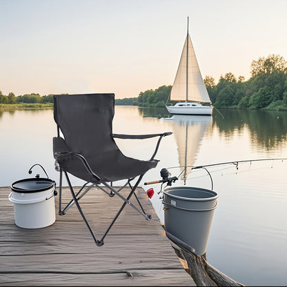 Foldable Camping Chairs 2 Pack – Steel Frame Oxford Cloth Cup Holders Portable Storage Bags for Outdoor BBQ Courtyard Beach Picnic Holiday Gift
