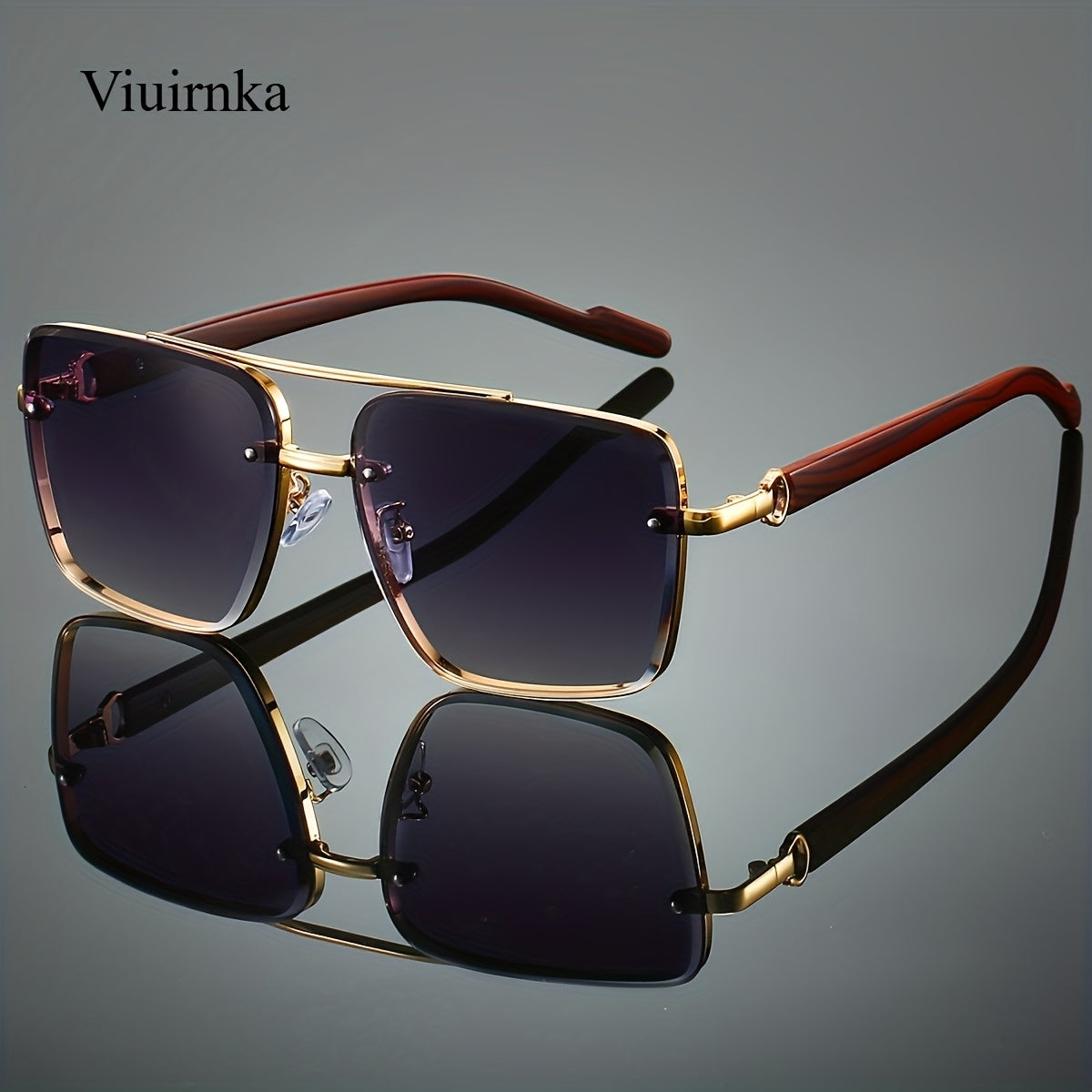 Retro Square Woodgrain Sunglasses for Men & Women – UV400 Gradient AC Lenses, Lightweight PC Frame, 7 Color Options, Vintage Street Style Eyewear for Driving, Travel & Everyday Wear