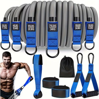 300lb Heavy-Duty Resistance Band Set Home Gym Strength Training Kit with Handles Door Anchor Ankle Straps Full Body Workout for Muscle Building Toning Rehabilitation