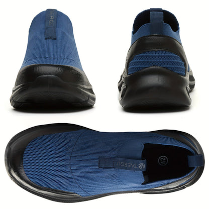 Steel Toe Work Shoes for Men Slip-On Lightweight Safety Sneakers Puncture-Resistant Non-Slip for Construction Warehouse Restaurant Black Grey Blue US 5.5-14