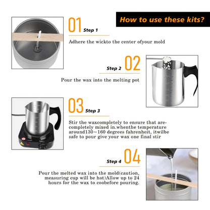 Soy Wax Candle Making Kit for Beginners – Complete DIY Set with Electric Heating Furnace, 2LB Soy Wax, 50 Wicks, Stainless Steel Pouring Pot, Digital Thermometer, Wick Holders & Spoon, Perfect Craft Gift