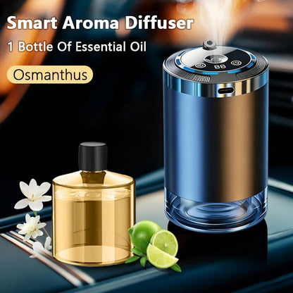 Smart Car Aroma Diffuser with Essential Oils Starry Sky Projection Humidifier Ambient Light Car Air Freshener Ocean Osmanthus Cologne Scent 1.69oz Bottle for Car Interior