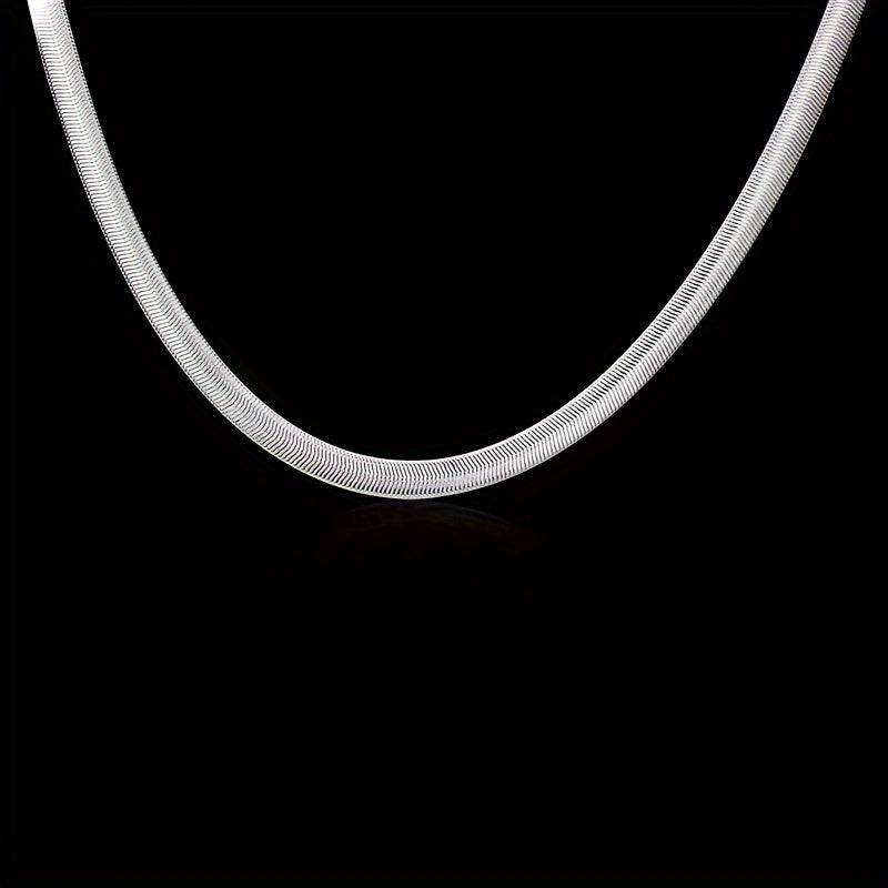 925 Sterling Silver Flat Snake Chain Necklace – Sleek Minimalist Unisex Jewelry, 20 Inch Smooth Serpentine Chain, Perfect Gift for Weddings, Parties, Christmas & Holidays