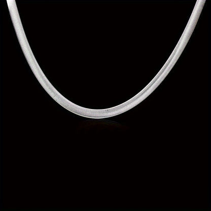 925 Sterling Silver Flat Snake Chain Necklace – Sleek Minimalist Unisex Jewelry, 20 Inch Smooth Serpentine Chain, Perfect Gift for Weddings, Parties, Christmas & Holidays