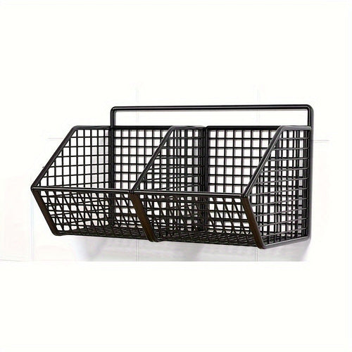 Wall Mounted Wire Storage Basket – Carbon Steel Hanging Organizer Rack for Kitchen, Bathroom & Bedroom, Single Layer Sponge & Food Storage Holder, Space-Saving Wall Rack for Home Organization
