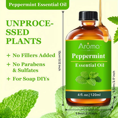 Pure Natural Essential Oils 4 FL OZ – Lavender Eucalyptus Frankincense Peppermint Lemon Sweet Orange for Diffuser Aromatherapy Soap Candle Body Oil