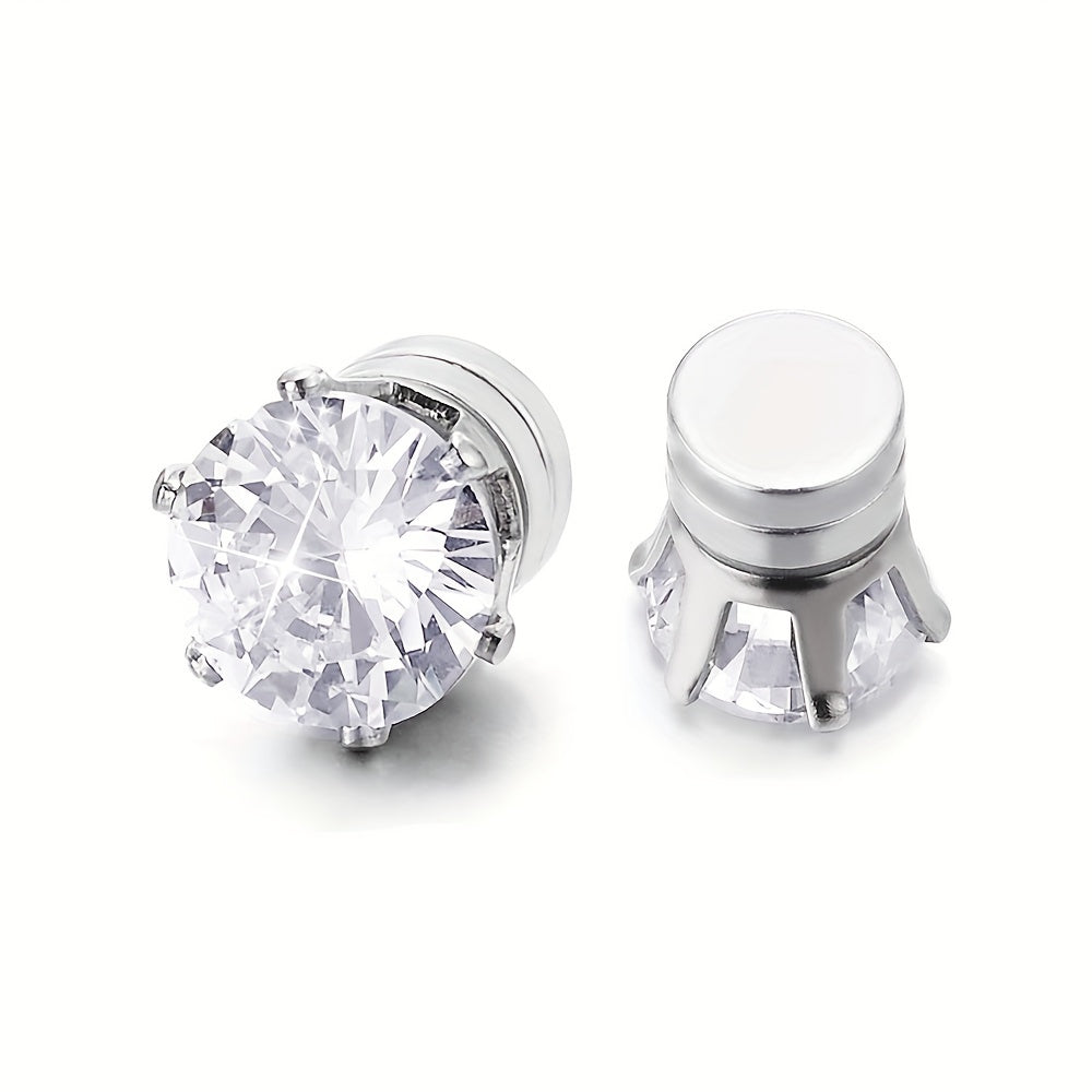5 Pairs Clip On Earrings Set – No Piercing Needed, Sparkling Cubic Zirconia & Stainless Steel, Hypoallergenic Fashion Earrings for Women & Men, Everyday & Party Jewelry
