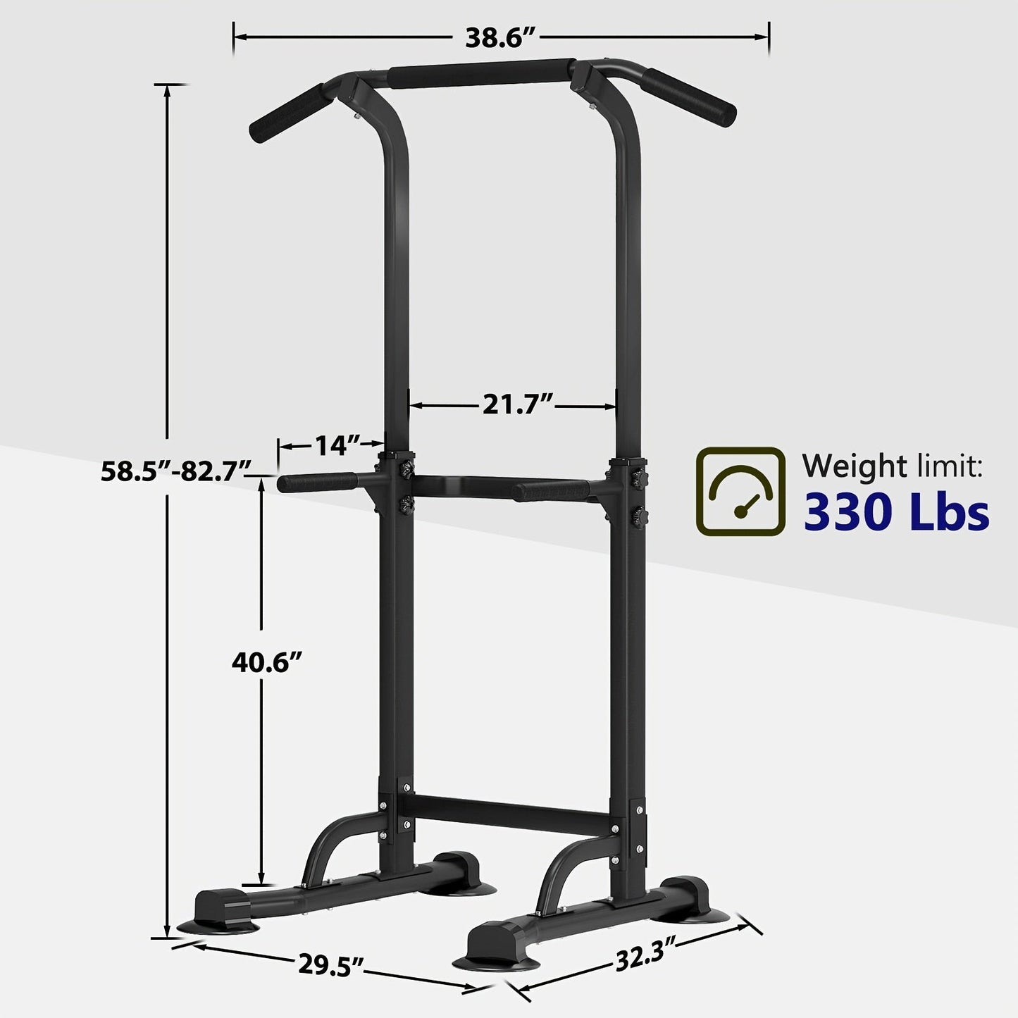 Power Tower Dip Station with Pull-Up Bar 10 Adjustable Heights 330 lbs Capacity Full-Body Strength Training for Home Gym – Pink Black Red Yellow Blue Orange Green
