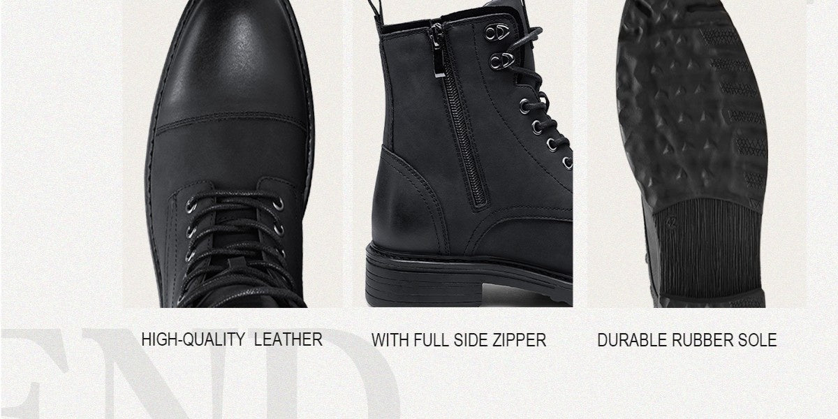 Men's Motorcycle Chukka Boots – Zipper & Lace-Up Genuine Leather Casual Fashion Boots with Non-Slip Sole, Cap Toe, Breathable Cushioned Insole, Black & Brown | Velora