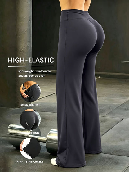 Women's High-Waist Wide-Leg Pants Quick-Dry Loose Fit Elastic Waistband - Casual French Style Summer Spring Long Pants S-XL