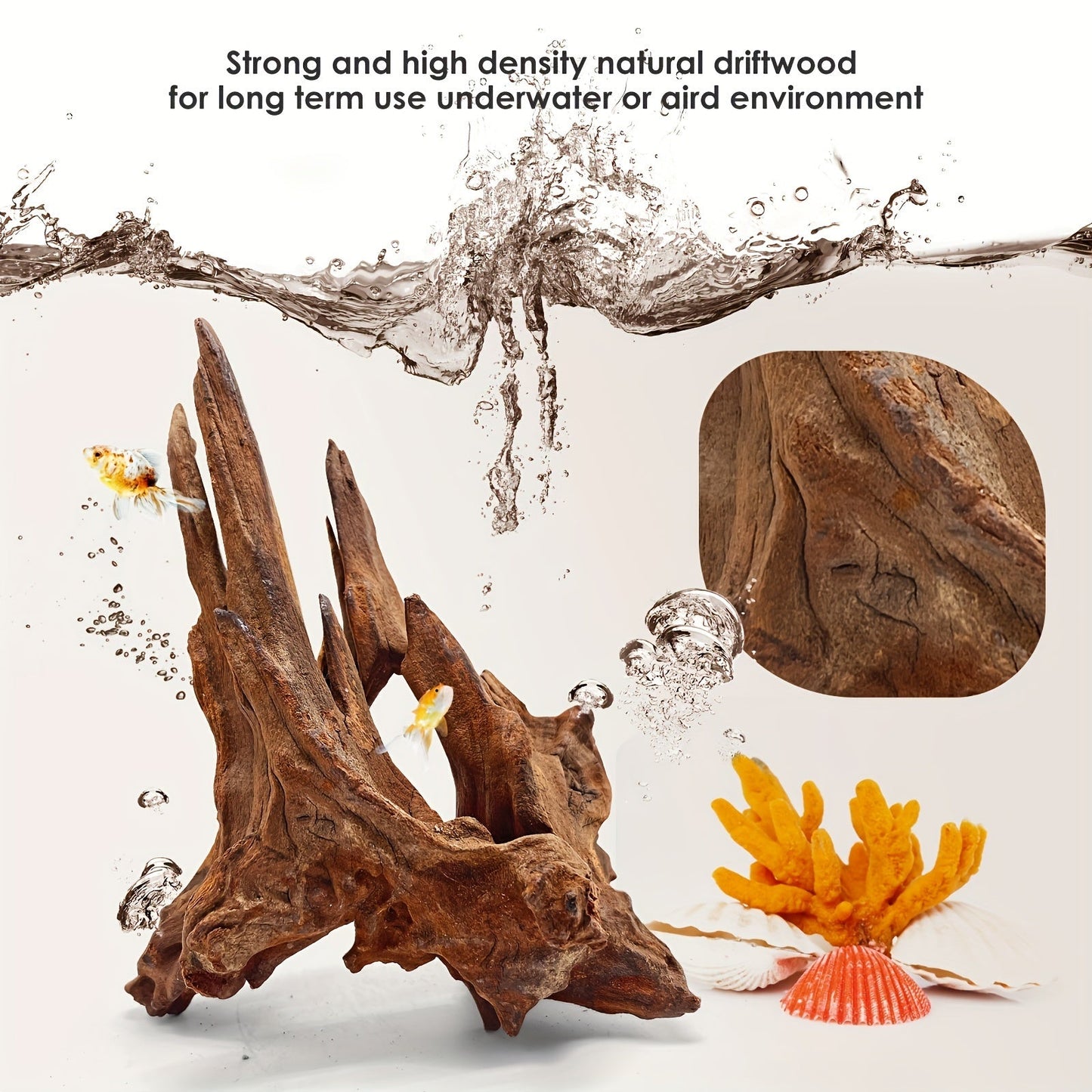 Natural Driftwood for Aquarium Decor & Reptile Terrarium – 2 Pieces 9 to 14 Inches Real Wood Branches for Fish Tank, Bearded Dragon, Lizard, Snake, Tree Frog, Turtle & Shrimp Habitat