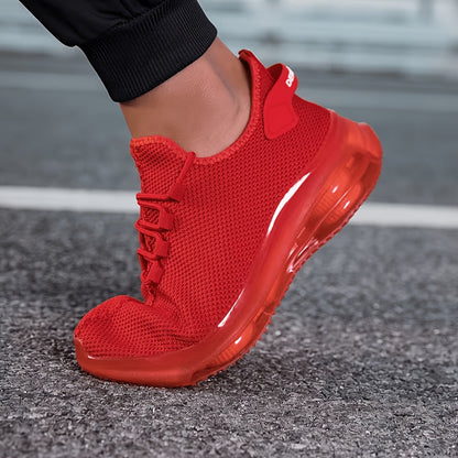 Men's Breathable Knit Running Sneakers with Air Cushion Sole – Lightweight Lace-Up Trail Sports Shoes for Spring & Summer, 4 Colors, US Sizes 6.5–13