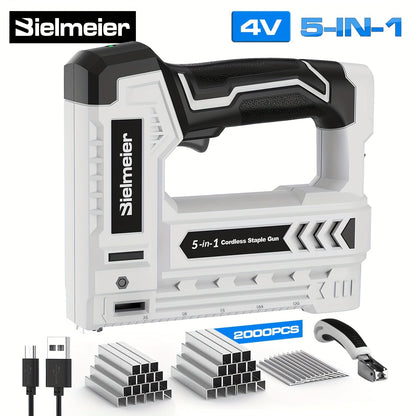 Cordless 2-in-1 Brad Nailer & Stapler Gun 20V – No Compressor Needed, Battery & Charger Included, Safety Guard, 1600/2000 Nails & Staples for Carpentry, Upholstery & DIY